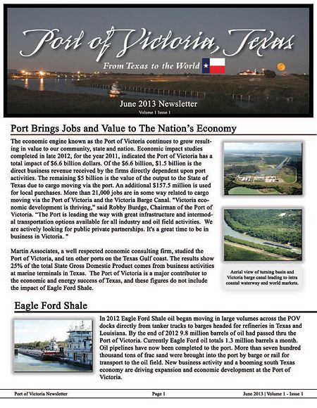 2013 Port of Victoria Newsletter: Volume 1 | Issue 1